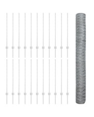 Poteaux de clôture 22 pcs U-Channel 120 cm Acier galvanisé, Clôture hexagonale 1x50 m Acier galvanisé | Mobilier & Déco
