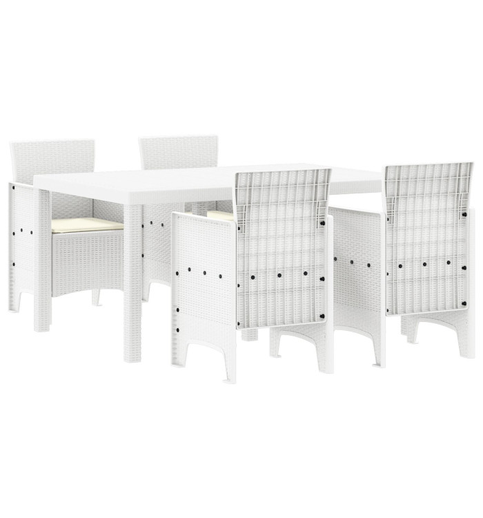 Ensemble de Salle à Manger de Jardin de 5 Pièces Blanches Poly Rattan | Mobilier & Déco