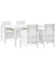 Ensemble de Salle à Manger de Jardin de 5 Pièces Blanches Poly Rattan | Mobilier & Déco
