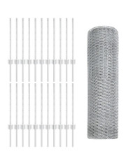 Poteaux de clôture 11 pcs U-Channel 60 cm Acier Galvanisé, Clôture Hexagonale 0.5x50 m Acier Galvanisé | Mobilier & Déco