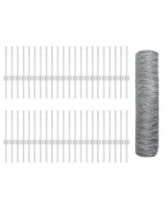 Poteaux de clôture 11 pcs U-Channel 40 cm Acier galvanisé, Clôture hexagonale 0,4x100 m Acier galvanisé | Mobilier & Déco