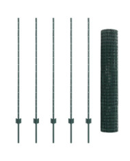 Clôture Euro avec 5 Poteaux U Verte 1.4x10 m Acier | Mobilier & Déco