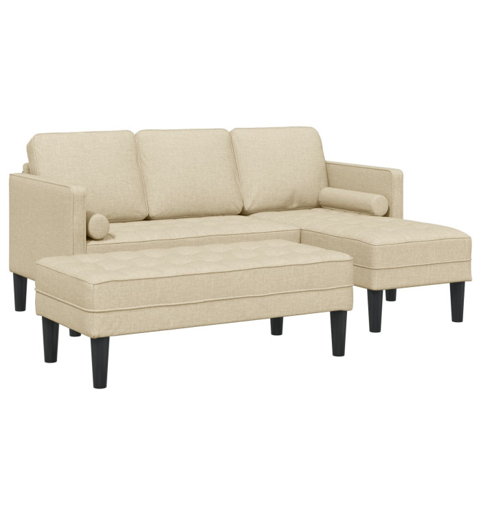 Ensemble de 2 Canapés avec Coussins en Tissu Crème | Mobilier & Déco