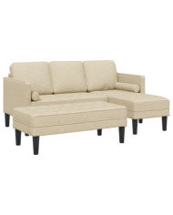 Ensemble de 2 Canapés avec Coussins en Tissu Crème | Mobilier & Déco