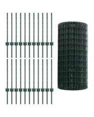 Clôture Euro avec 22 poteaux U Verte 0,6x50 m Acier | Mobilier & Déco