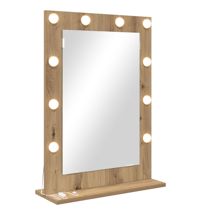 Miroir de Maquillage Chêne Artisanal Bois 70 x 50 x 18 cm | Mobilier & Déco
