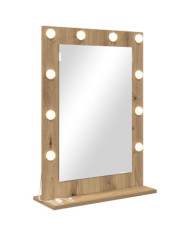 Miroir de Maquillage Chêne Artisanal Bois 70 x 50 x 18 cm | Mobilier & Déco