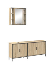 Ensemble de meubles de salle de bain en 3 pièces Chêne Sonoma Bois d'ingénierie | Mobilier & Déco
