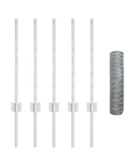 Poteaux de clôture 5 pcs U-Channel 60 cm Acier galvanisé, Clôture hexagonale 0.6x10 m Acier galvanisé | Mobilier & Déco