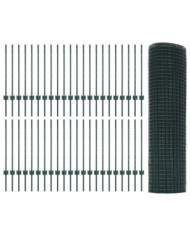 Clôture en fil soudé avec 44 poteaux U verts 0,8x100 m en acier | Mobilier & Déco