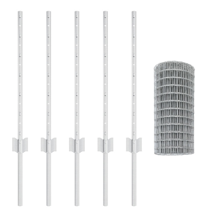 Clôture Euro avec 5 poteaux U Argent 0,6x10 m Acier | Mobilier & Déco