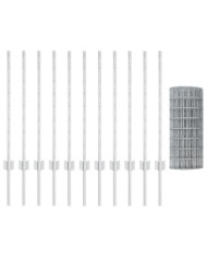 Clôture Euro avec 11 poteaux en U Argent 0,8x25 m Acier | Mobilier & Déco