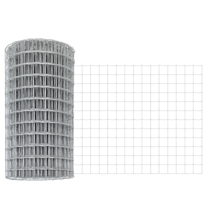 Clôture Euro avec 11 poteaux en U Argent 0.4 x 50 m Acier | Mobilier & Déco