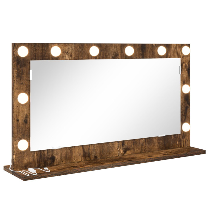 Miroir de maquillage Chêne fumé, argenté Bois, verre 80 x 45 cm | Mobilier & Déco