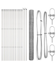 Clôture hexagonale 1,6x25 m Acier Galvanisé, Poteaux de clôture 13 pcs Ø32 mm 210 cm Acier Galvanisé | Mobilier & Déco