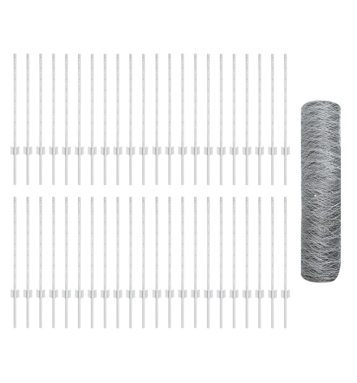 Posts de Clôture 11 pcs U-Channel 80 cm Acier Galvanisé, Clôture Hexagonale 0.8x100 m Acier Galvanisé | Mobilier & Déco