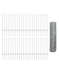 Posts de Clôture 11 pcs U-Channel 80 cm Acier Galvanisé, Clôture Hexagonale 0.8x100 m Acier Galvanisé | Mobilier & Déco