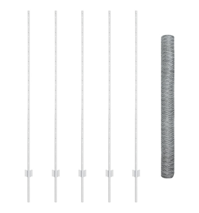 Poteaux de clôture 10 pcs U-Channel 160 cm Acier galvanisé, Clôture hexagonale 1.6x10 m Acier galvanisé | Mobilier & Déco