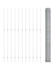 Poteaux de clôture 22 pcs U-Channel 140 cm Acier galvanisé, Clôture hexagonale 1.4x50 m Acier galvanisé | Mobilier & Déco