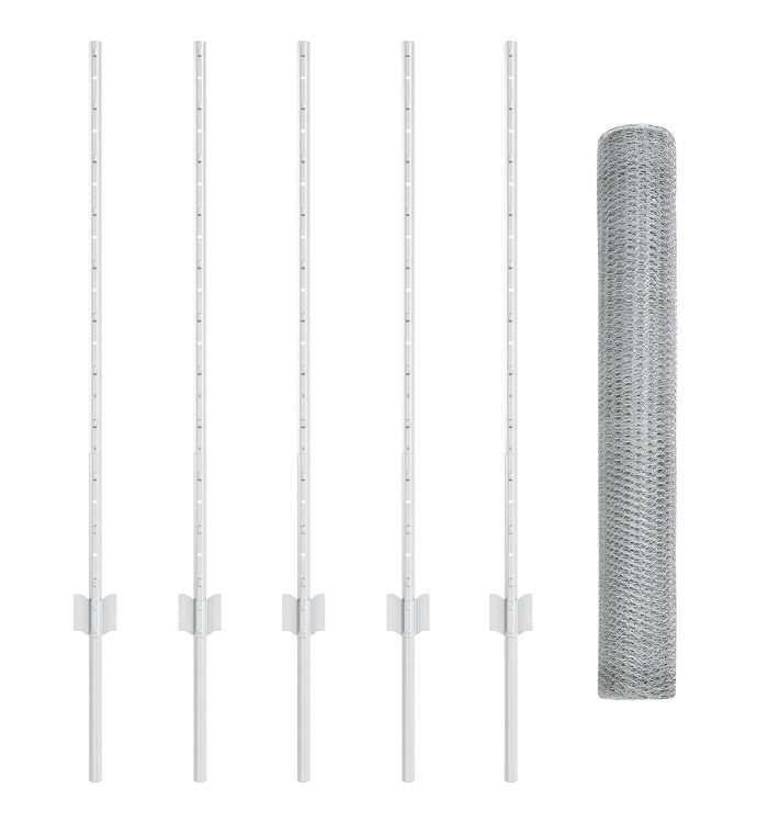 Poteaux de clôture 10 pcs U-Channel 100 cm en acier galvanisé, Clôture Hexagonale 1x10 m en acier galvanisé | Mobilier & Déco