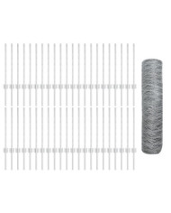 Poteaux de clôture 11 pcs U-Channel 60 cm Acier galvanisé, Clôture hexagonale 0.5x100 m Acier galvanisé | Mobilier & Déco