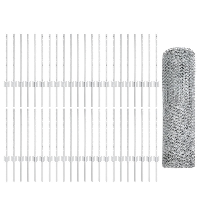 Pieux de clôture 11 pcs U-Channel 60 cm en acier galvanisé, Clôture hexagonale 0.6x100 m en acier galvanisé | Mobilier & Déco