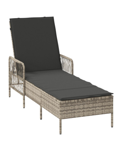 Chaise Longue Gris Clair Rotin PE 157 x 55 x 92 cm Pliable | Mobilier & Déco