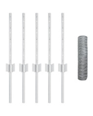 Poteaux de clôture 5 pcs U-Channel 40 cm en acier galvanisé, Clôture hexagonale 0,4 x 10 m en acier galvanisé | Mobilier & Déco
