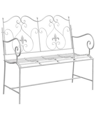 Banc Blanc Métal 104 x 54 x 93 cm Durable Banc d'extérieur | Mobilier & Déco