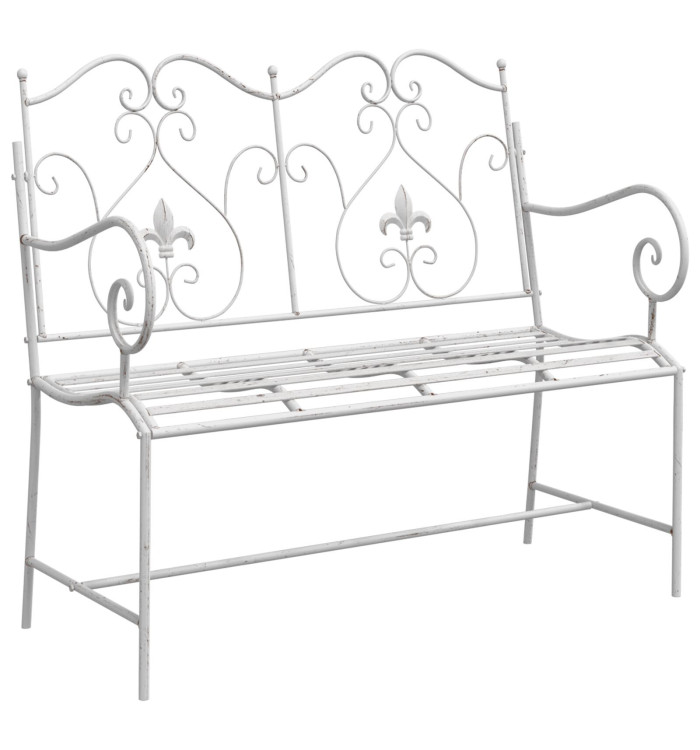 Banc Blanc Métal 104 x 54 x 93 cm Durable Banc d'extérieur | Mobilier & Déco