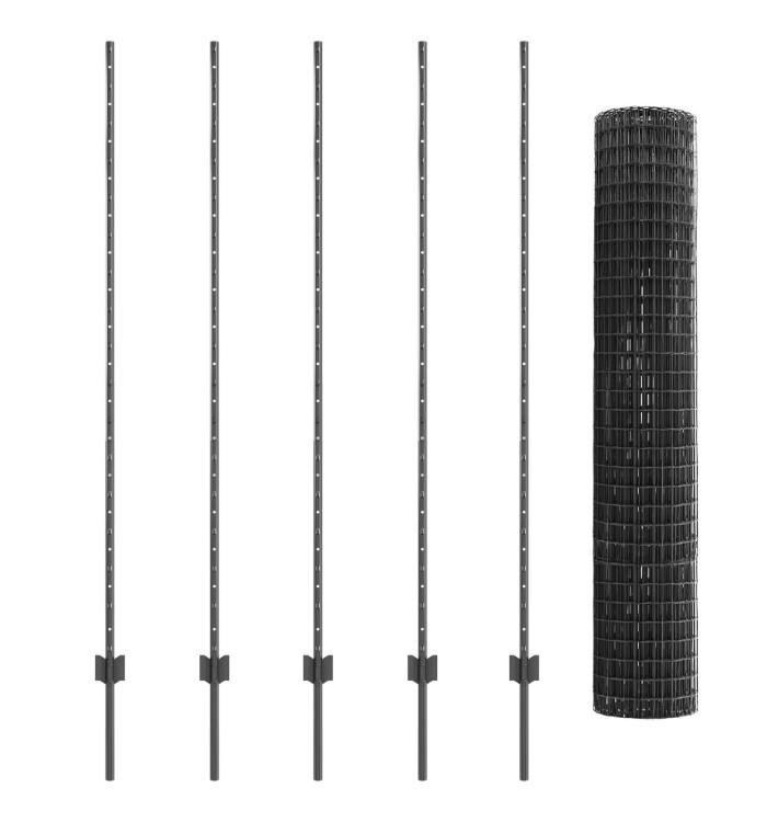 Clôture Euro avec 10 poteaux en U Gris 1.6x10 m Acier | Mobilier & Déco