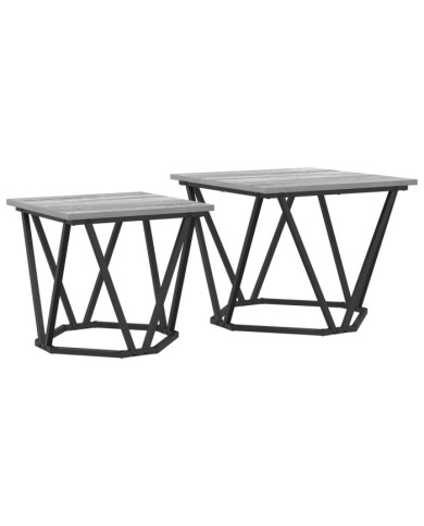 Set de 2 tables d'appoint en bois d'ingénierie gris Sonoma | Mobilier & Déco