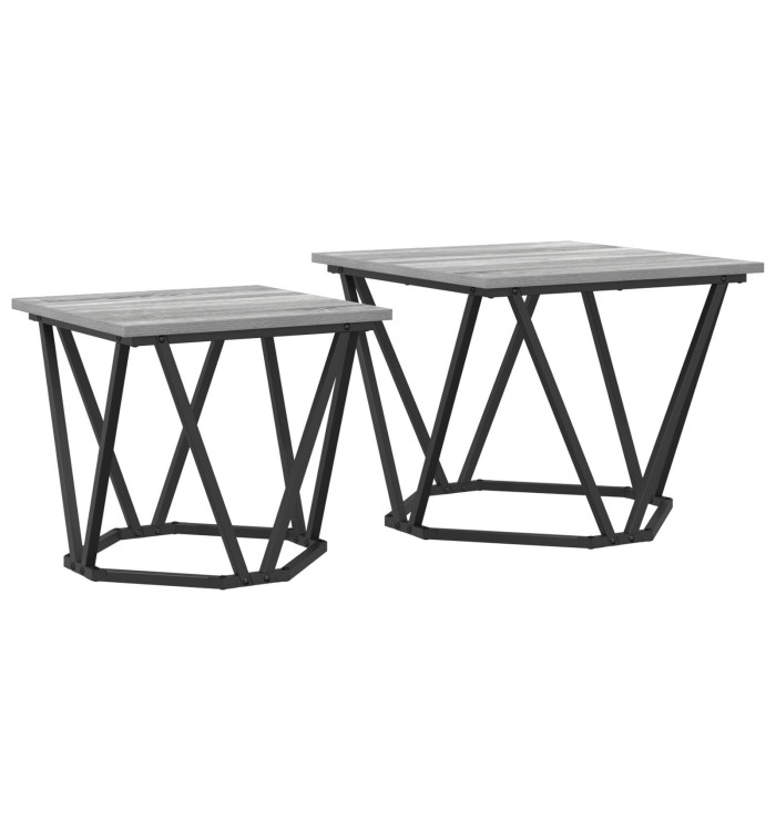 Set de 2 tables d'appoint en bois d'ingénierie gris Sonoma | Mobilier & Déco