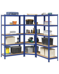Ensemble d'étagères à 5 niveaux 3 pcs acier bois d'ingénierie | Mobilier & Déco