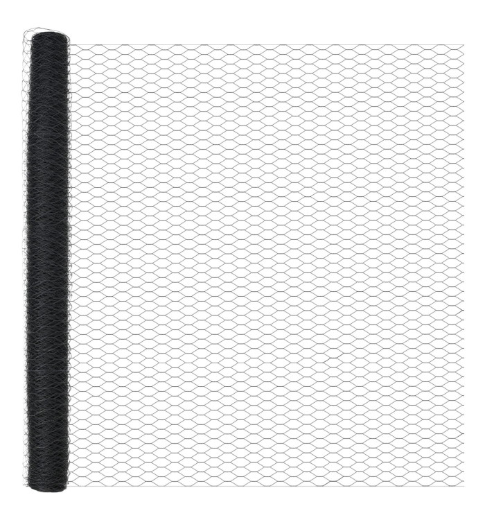 Clôture hexagonale grise 1,6 x 10 m acier, Pieux de clôture avec pique 7 pcs Ø32 mm 180 cm acier galvanisé | Mobilier & Déco