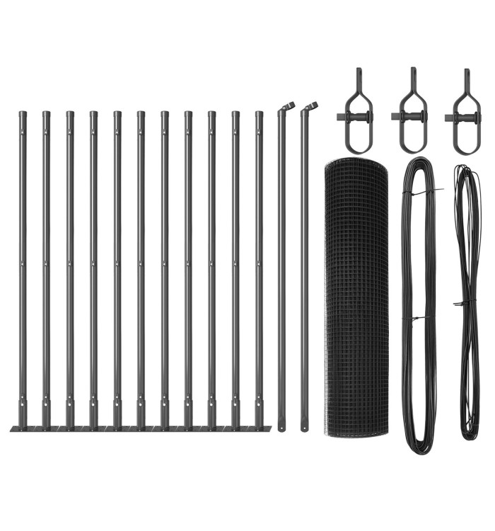 Clôture en fil soudé avec 13 poteaux flangés Gris 0,4x25 m Acier | Mobilier & Déco