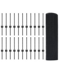 Clôture à Fil Soudé avec 22 poteaux gris 0.4x50 m en acier | Mobilier & Déco