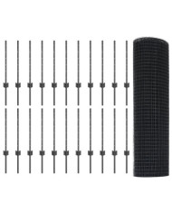 Clôture en fil soudé avec 22 poteaux en U Gris 0.6x50 m Acier | Mobilier & Déco