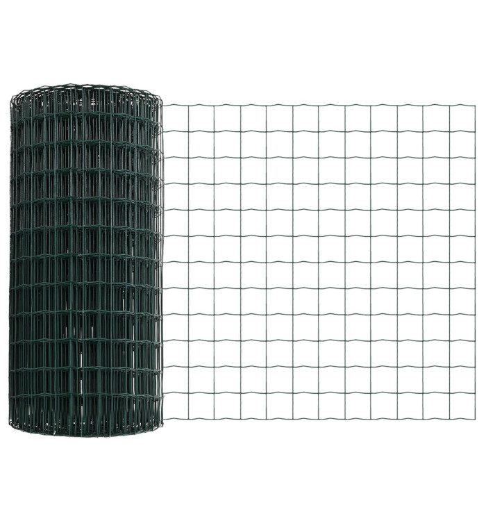 Clôture Euro avec 11 poteaux verts 0,4x25 m en acier | Mobilier & Déco
