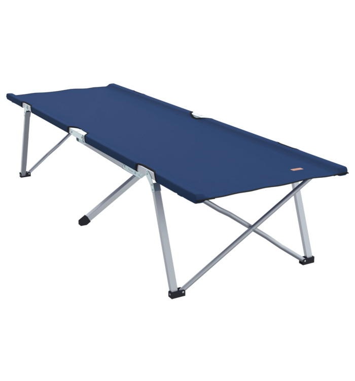 Lit de camping pliant  Bleu Métal, Tissu Standard Pliable | Mobilier & Déco