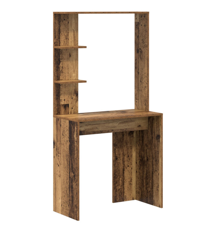 Bureau marron Bois ancien Bois massif récupéré Moyen Étagères | Mobilier & Déco