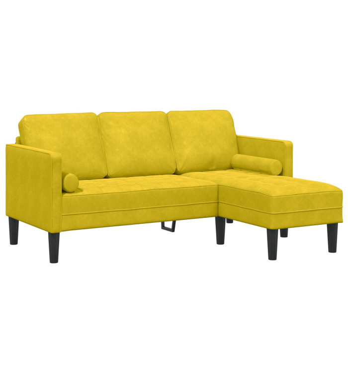 Canapé en L Jaune 173x131x67 cm Velours | Mobilier & Déco