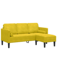 Canapé en L Jaune 173x131x67 cm Velours | Mobilier & Déco
