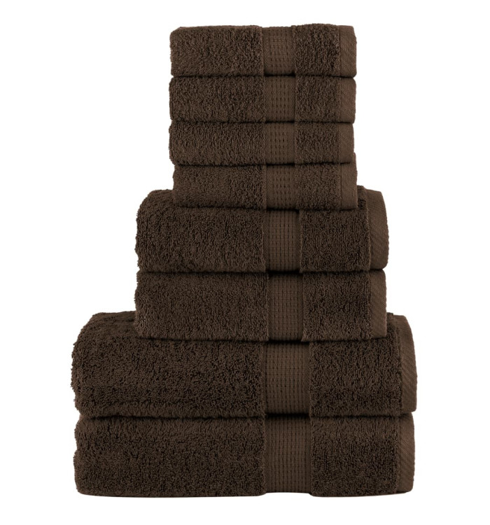 Ensemble de serviettes de qualité supérieure SOLUND 8pcs marron | Mobilier & Déco
