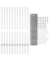 Clôture Euro avec 22 poteaux en U Argent 1x25 m Acier | Mobilier & Déco