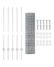 Euro Clôture avec 10 Piquets Argent 1x10 m Acier | Mobilier & Déco