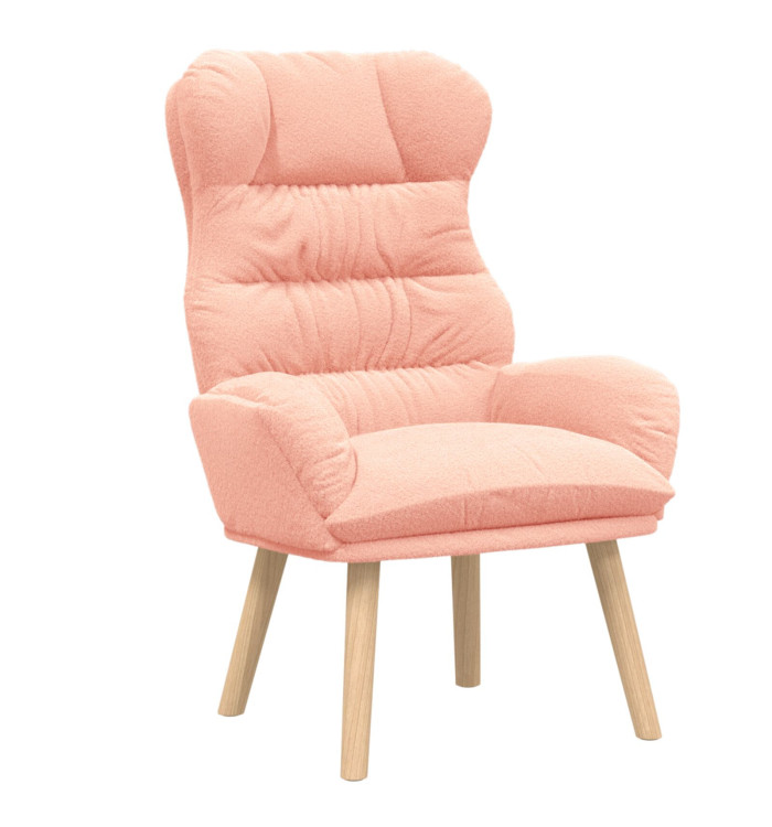 Fauteuil relaxant en tissu rose à poils bouclés | Mobilier & Déco