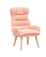 Fauteuil relaxant en tissu rose à poils bouclés | Mobilier & Déco