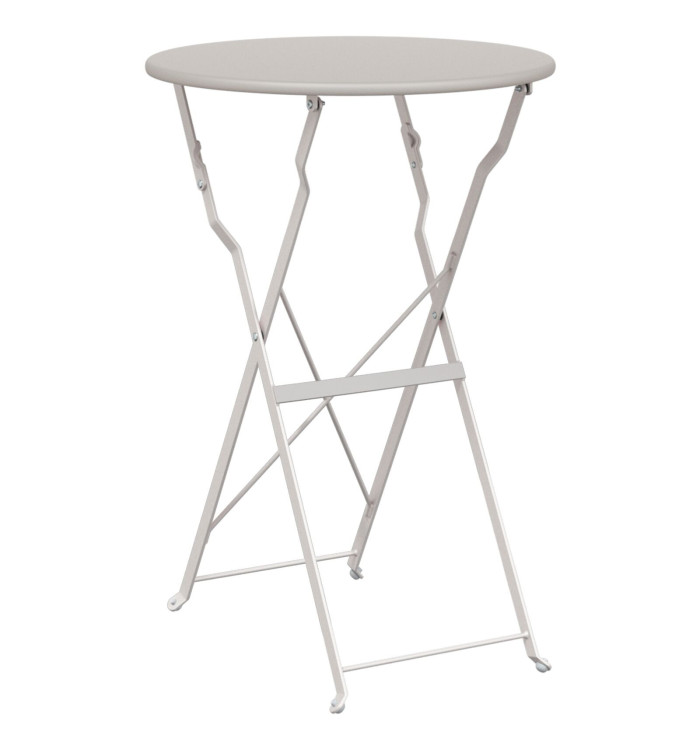Table bistrot pliante Beige Ø50x71 cm en acier recouvert de poudre | Mobilier & Déco