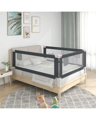 Barrière de sécurité de lit d'enfant Gris foncé 200x25 cm Tissu | Mobilier & Déco